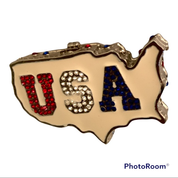 Work Of Art USA Trinket Red White Blue Pill Box - Picture 6 of 10